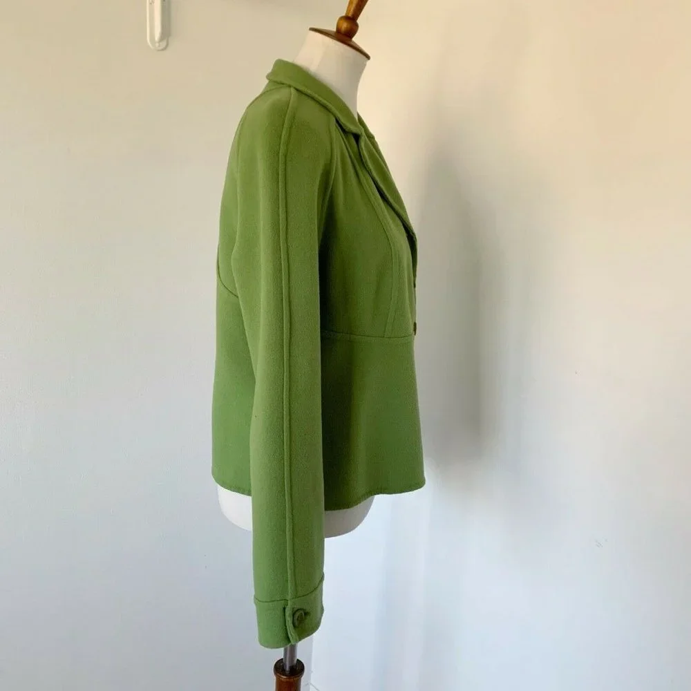 Etcetera Women’s Wool Blend Blazer Jacket Green Button Front 14 L Casual Career - Picture 5 of 11